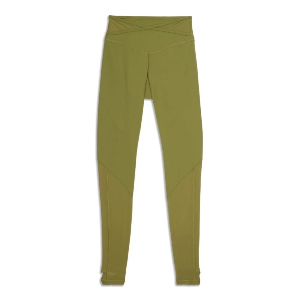 (B51) Lululemon Nulu and Crisscross‎ Mesh Stirrup Tight Bronze Green, Sz 10, NWT
